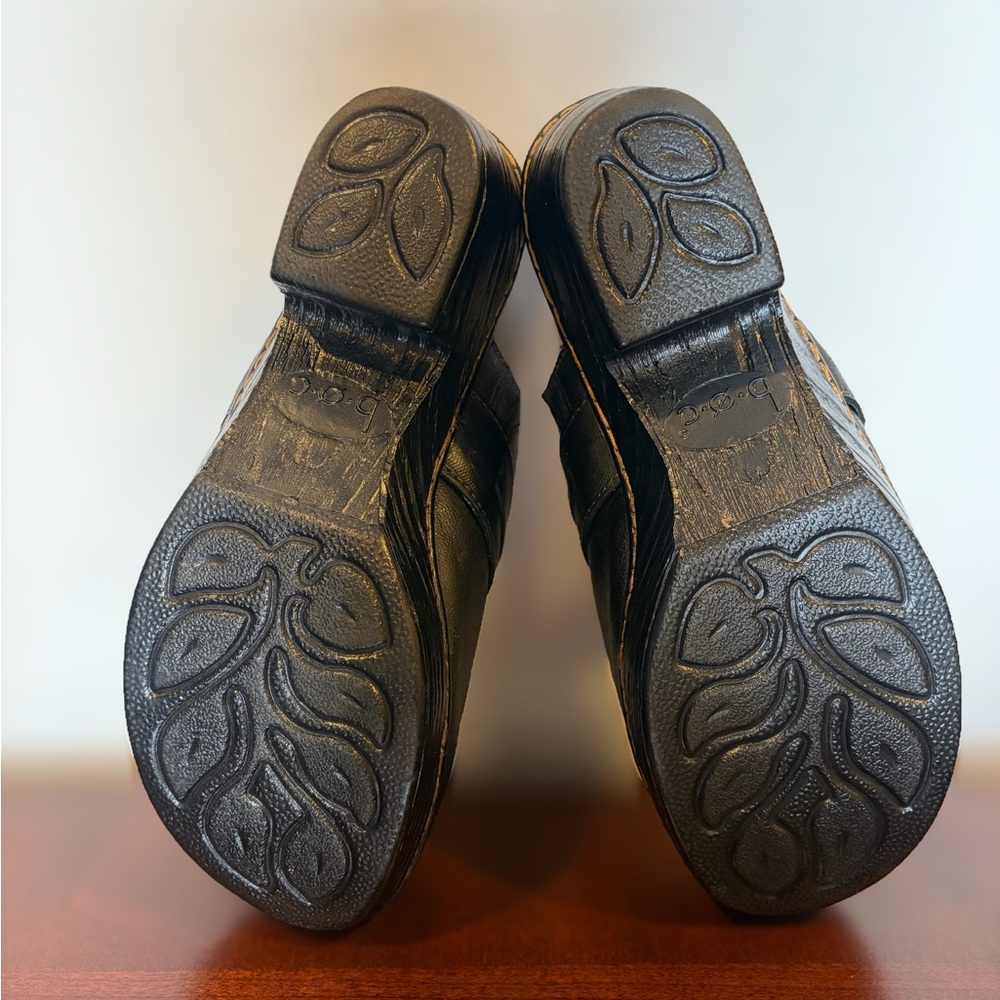 b.ø.c. Elsbury Tassel Leather Mules Black Women’s Size 7 Comfort Heel Chunky - Picture 6 of 12